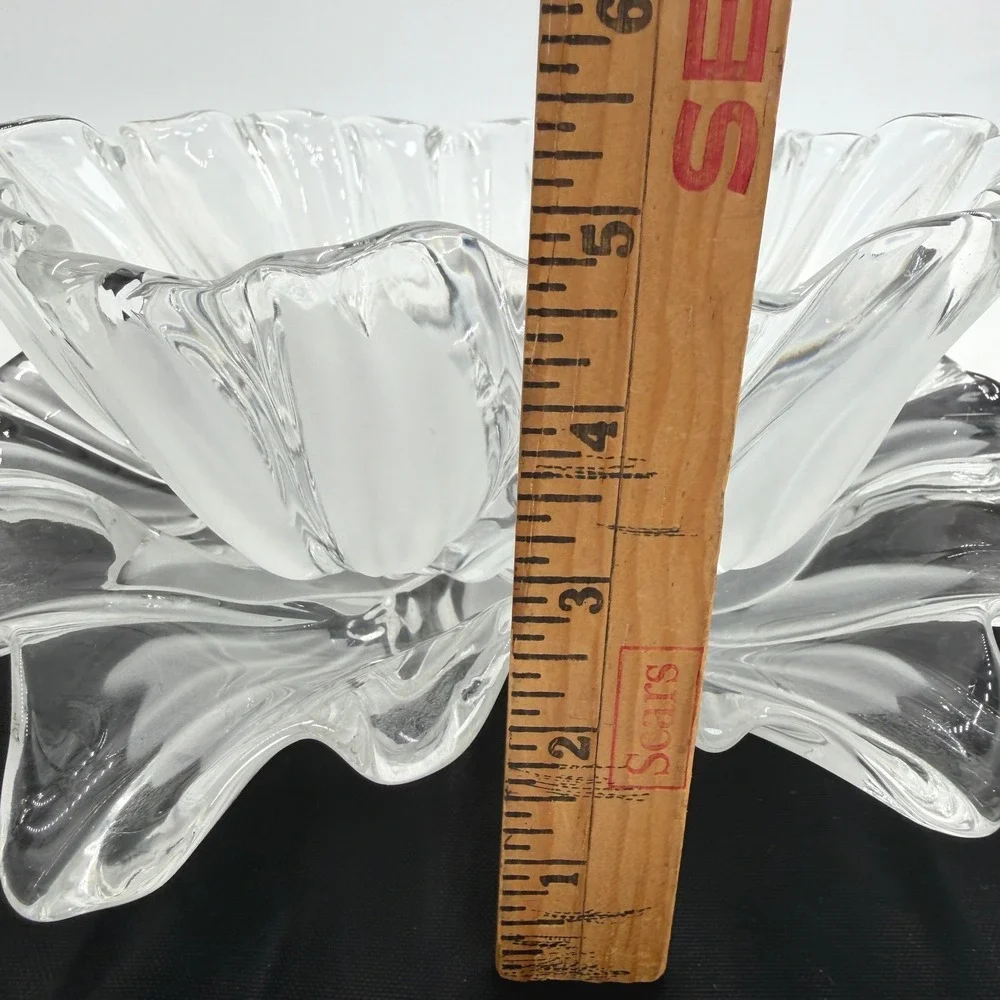 Mikasa Tulip Crystal Serving Bowl & Platter Set Clear Frosted Glass‎ Excellent